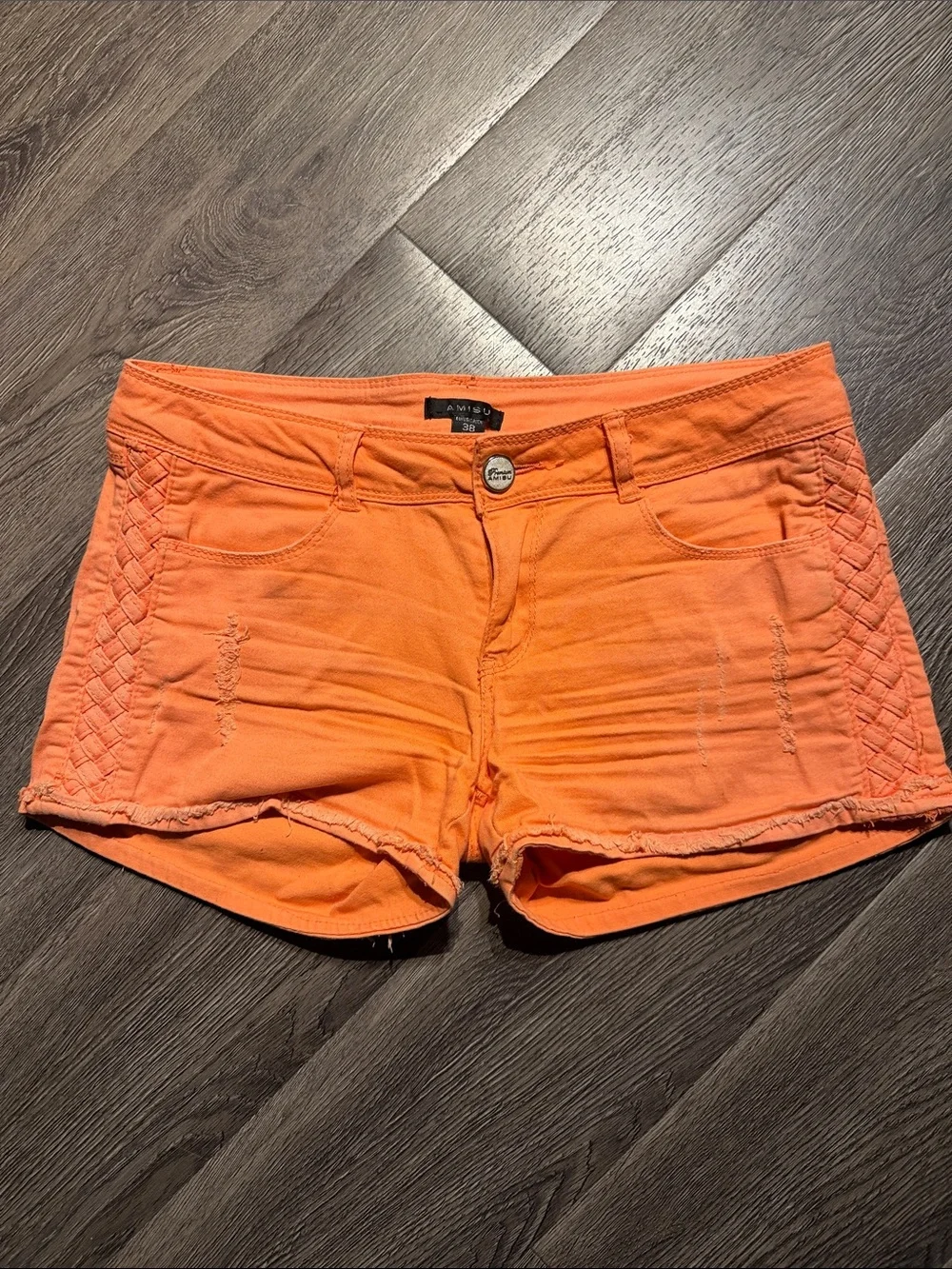 Amisu Orange Denim Jean Shorts - Picture 3 of 6